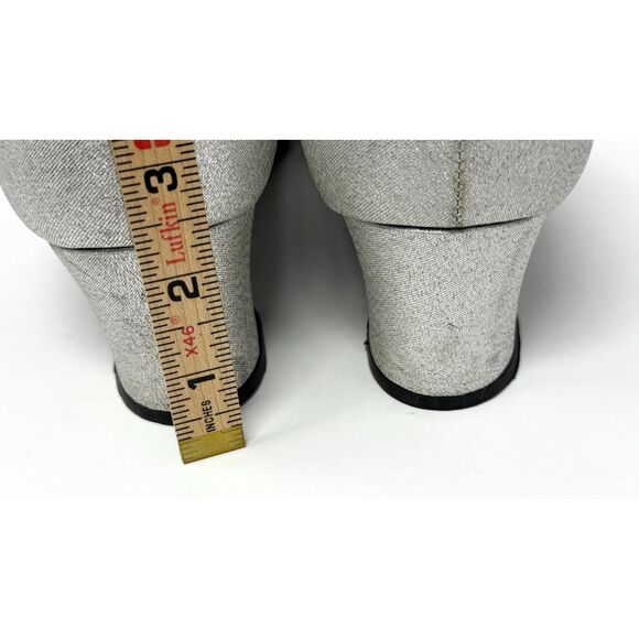 Vintage 60s Qualicraft Silver Lame Metallic Mod Slip On 10B Low Block Heel - Picture 8 of 9